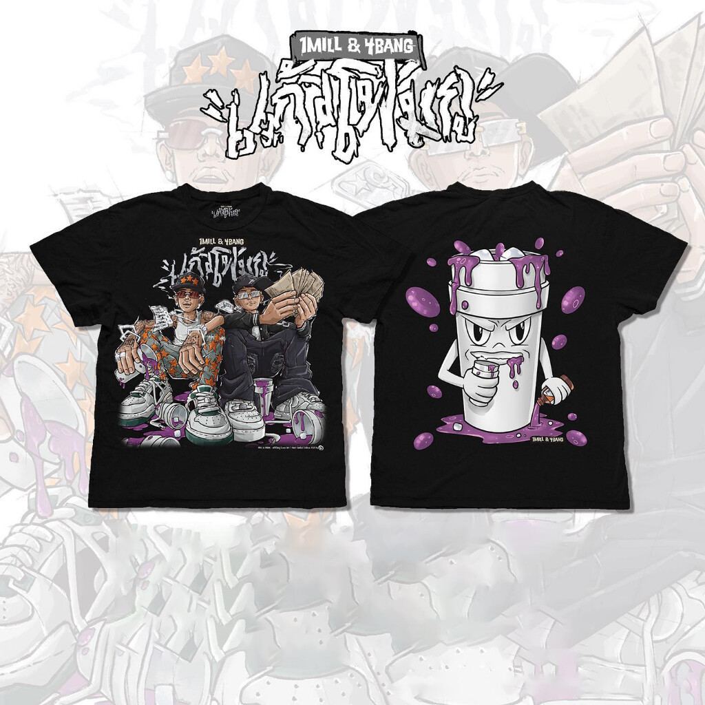 ใหม่ เสื้อยืดลําลอง ผ้าฝ้ายแท้ แขนสั้น พิมพ์ลายวง 1Mill สไตล์ฮิปฮอป สวยงาม 2024