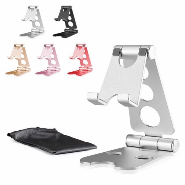 ￼ที่วางมือถือ ขาตั้งมือถือ อลูมิเนียมอัลลอยด์/วัสดุยาง MobilePhoneStandHolder หมุน 360 ° พับได้  สำหรับ iPad และ มือถึอ