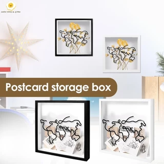กล่องตั๋ว กล่องเงาตั๋ว เมมโมรี่การ์ด พร้อมช่องใส่ DIY กล่องเก็บภาพ/บัตรเข้าชมแบบตรายางกรอบรูปความทรงจำ