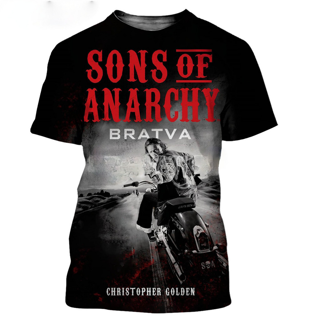 เสื้อยืด พิมพ์ลาย Son Of Anarchy 3 มิติ สไตล์ฮาราจูกุ แฟชั่นฤดูร้อน สําหรับผู้ชาย และผู้หญิง