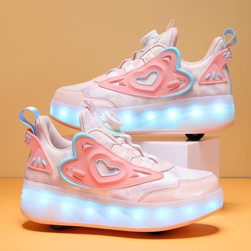 ใหม่ รองเท้าผ้าใบ รองเท้าสเก็ตบอร์ด มีไฟ LED สี่ล้อ ชาร์จได้ สําหรับเด็กผู้ชาย และเด็กผู้หญิง 2024