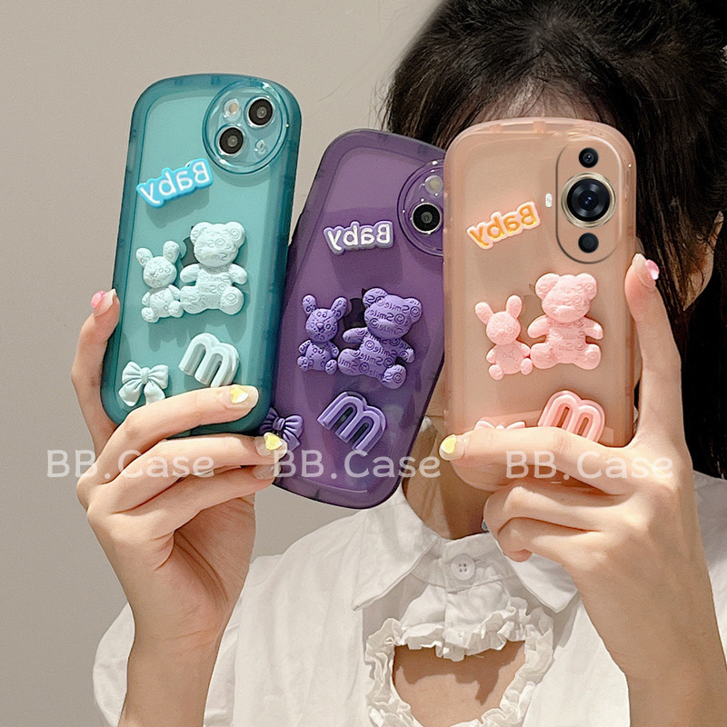 มาแรง เคสโทรศัพท์ Case Huawei Nova 12 SE 12s 12i 11i 11 Pro 10 Pro SE 9 SE เคสโทรศัพท์ มือถือใส แบบนิ่ม ลายการ์ตูนกระต่าย 3D หน้ายิ้ม กันกระแทก สําหรับ 2024