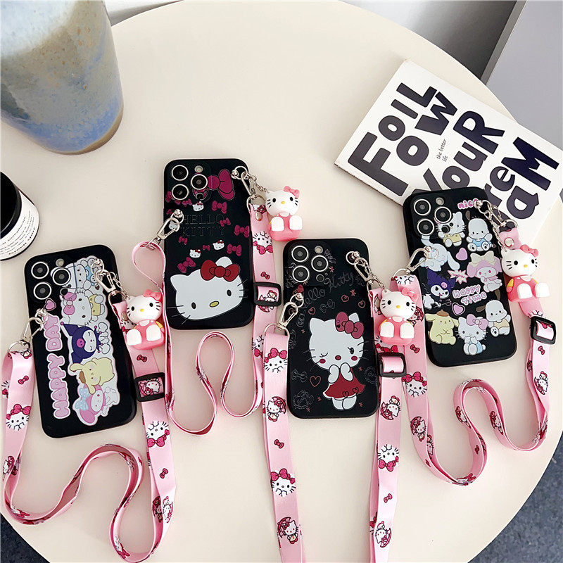 3D น่ารัก การ์ตูน ถือเชือก เคส For Apple IPhone 15 14 Pro Max IPhone15 IPhone14 IPhone8 IPhone7 IPhone6 IPhone6S Plus แมวเหรอ เคสมือถือ 3D Cute Cartoon Carry A Doll Bowknot Kitty Disney Kuromi Protective Cover Soft TPU Case