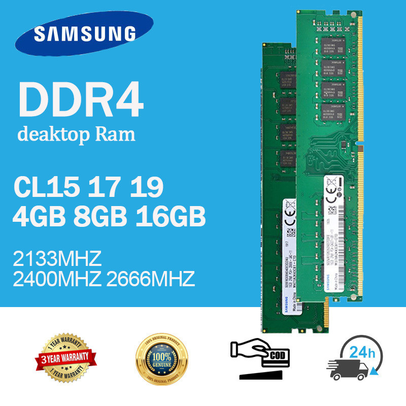 แรมหน่วยความจํา DIMM Samsung 4GB 8GB 16GB DDR4 2133MHZ 2400MHZ 2666MHZ 1Rx8 2Rx8 PC4