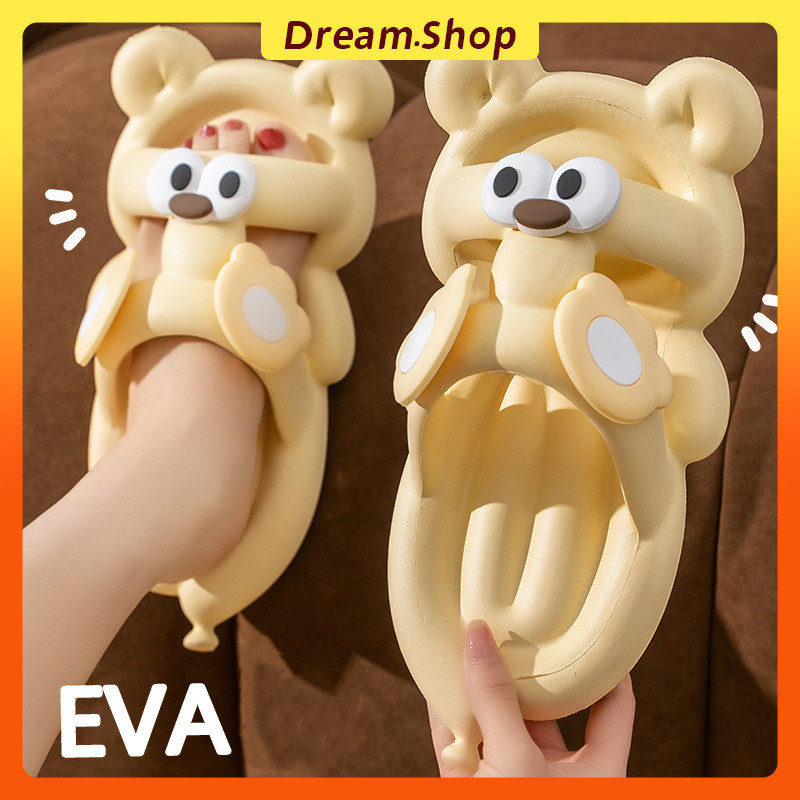 「DR」 รองเท้าแตะ EVA พื้นหนา พื้นนิ่ม กันลื่น ลายหมีน่ารัก สําหรับผู้หญิง ไซซ์ 36-45