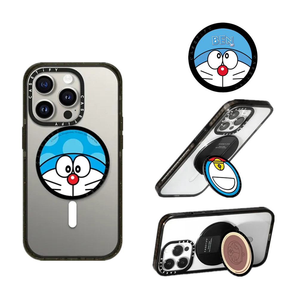 Casetifg ขาตั้งโทรศัพท์มือถือ แบบแม่เหล็ก พับได้ คุณภาพสูง ลายการ์ตูนโดราเอมอน พร้อมกล่อง สําหรับ iPhone