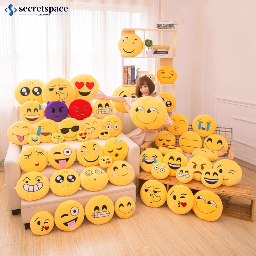 Secretspace หมอนตุ๊กตาอิโมจิยิ้ม แบบนิ่ม ทรงกลม สีเหลือง 15 ซม. D3U5