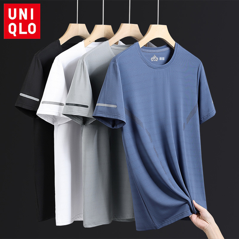 Uniqlo เสื้อยืด คอกลม แขนสั้น ระบายอากาศ สไตล์สปอร์ต ฤดูร้อน สําหรับผู้ชาย ไซซ์ M-5XL