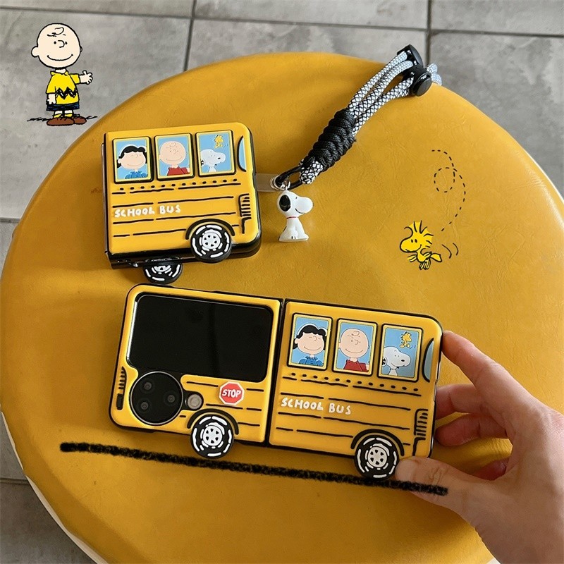 เคสโทรศัพท์มือถือ ฝาพับ กันกระแทก ลายการ์ตูน Snoopy Bus สําหรับ oppo find n2 flip N3 flip n2