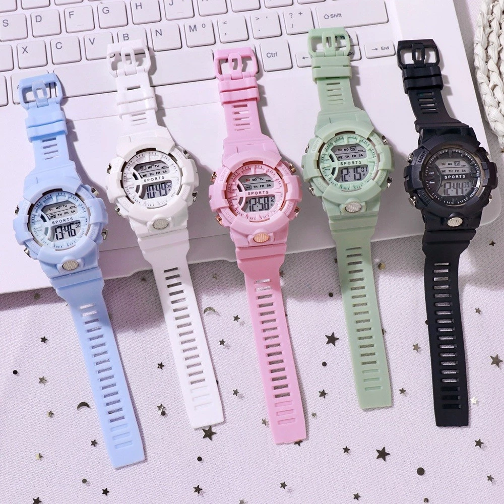 นาฬิกาข้อมือดิจิตอล มีไฟ ตั้งปลุกได้ แฟชั่น Unisex Led กันน้ํา แฟชั่น สําหรับผู้ชาย ผู้หญิง เหมาะกับการเล่นกีฬา นาฬิกา