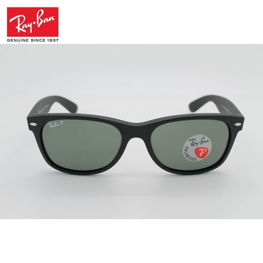 Rayban Wayfarer Rb 2132 622/58 แว่นกันแดดโพลาไรซ์ ยาง สีดํา สีเขียว 55 มม.