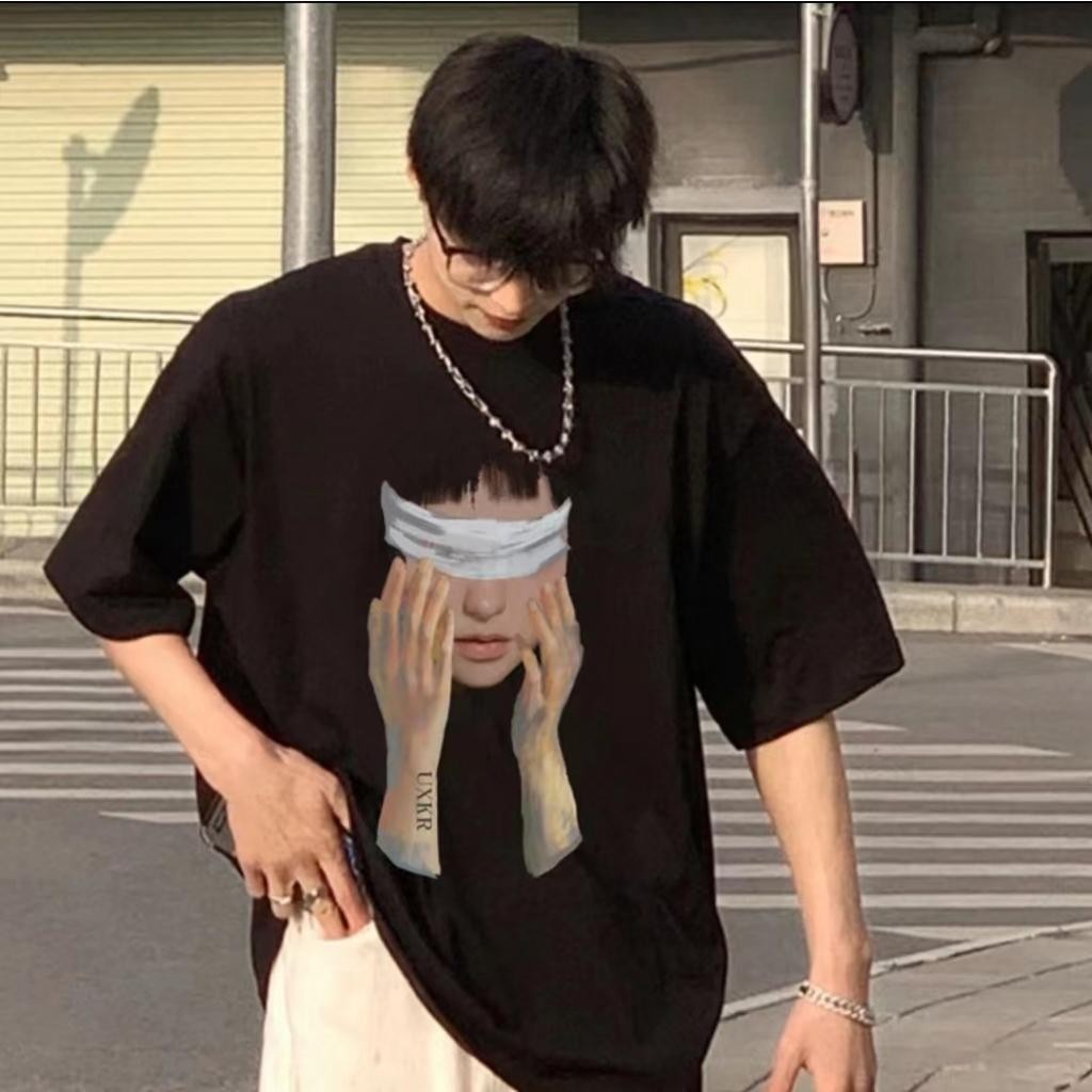 Basi เสื้อยืด ผ้าฝ้าย ไม่ยืดไม่ย้วย โอเวอร์ไซส์ ลาย "Street" เสื้อยืดคอกลอมชายหญิงแบบนิ่มใส่สบาย สไตล์เกาหลี มินิมอล