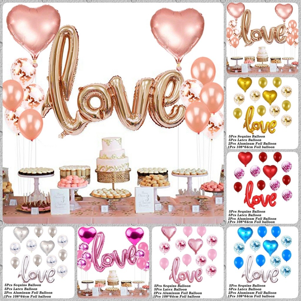 ชุดลูกโป่ง Love วันแห่งความรัก สำหรับจัดงานเลี้ยง งานวัดเกิด ตกแต่งห้อง ทั้งเซ็ต ส่งไว จาก กทม. ประเทศไทย