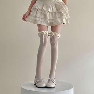 ถุงน่องผู้หญิง โบว์ Over-the-Knee Thin Lace Lolita Lace Goth…