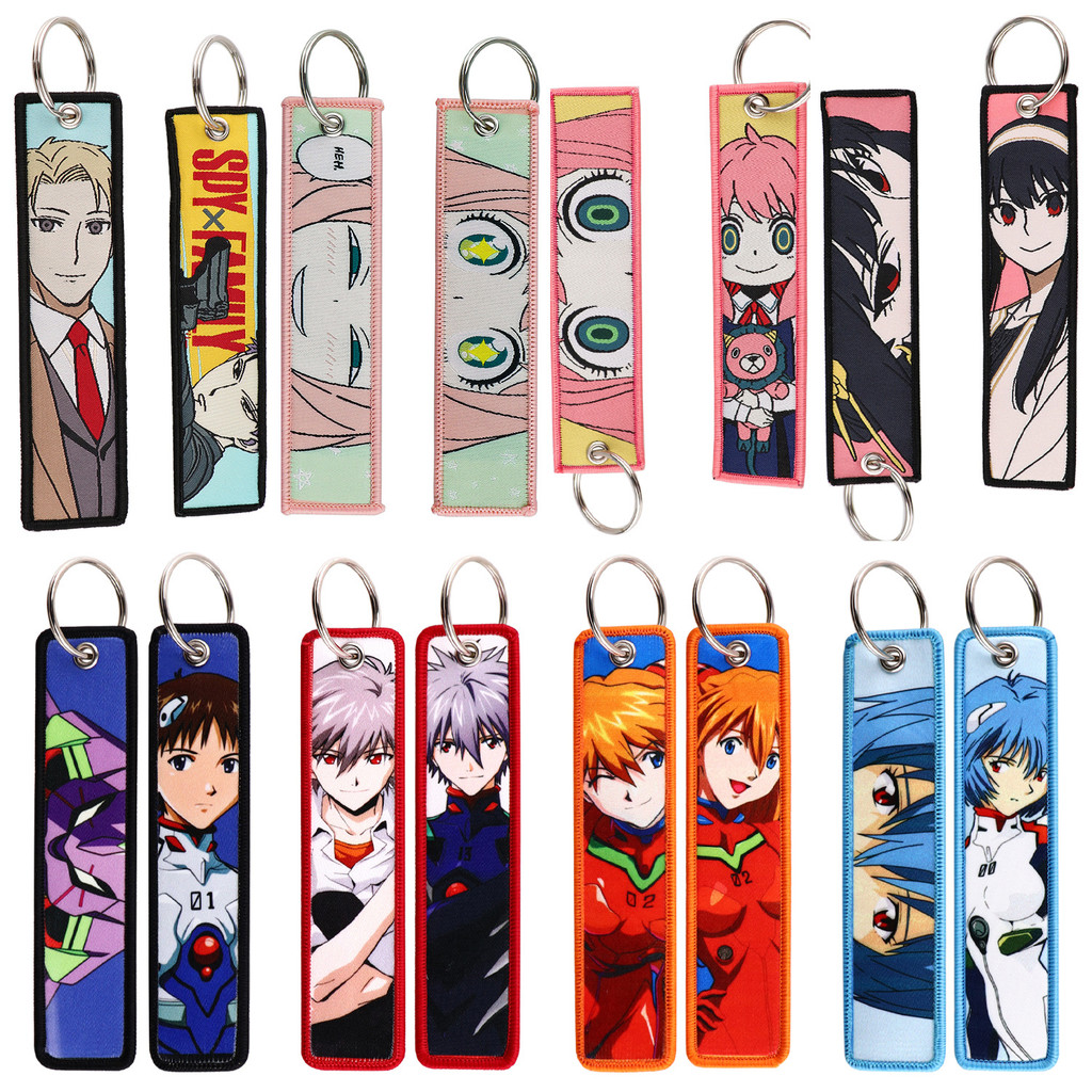 Anime Neon Genesis Evangelion ป้ายทอพวงกุญแจกระเป๋าแขวน drop ผ้าพวงกุญแจ SPYFAMILY ของขวัญ