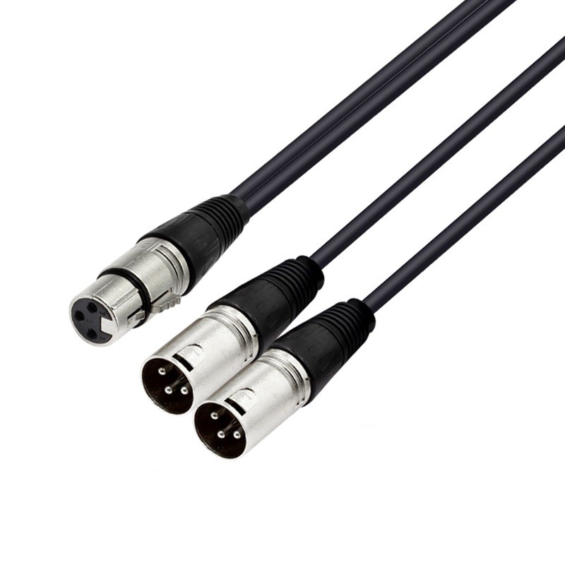 3pin XLR หญิงแจ็ค Dual 2 ปลั๊กชาย Y SPLITTER สาย Adaptor 1 FT สายไฟ