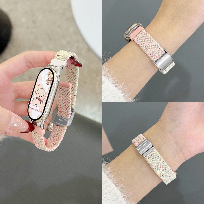 หัวเข็มขัดหัวเข็มขัดโลหะสําหรับ Xiaomi Mi band 10/9 สร้อยข้อมือแบบปรับได้สําหรับ Xiaomi Mi band 8 เปลี่ยนสายรัดข้อมือ