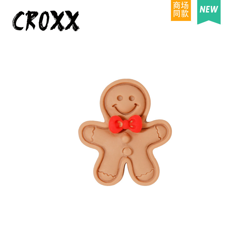 เสน่ห์รองเท้า Gingerbread Man - อุปกรณ์เสริม DIY s-Inspired Clog ตกแต่งรองเท้าที่ถอดออกได้งานรื่นเริงสําหรับผู้ชาย ผู้หญิง และเด็ก คลิปรองเท้าวันหยุดน่ารักสําหรับมีสไตล์