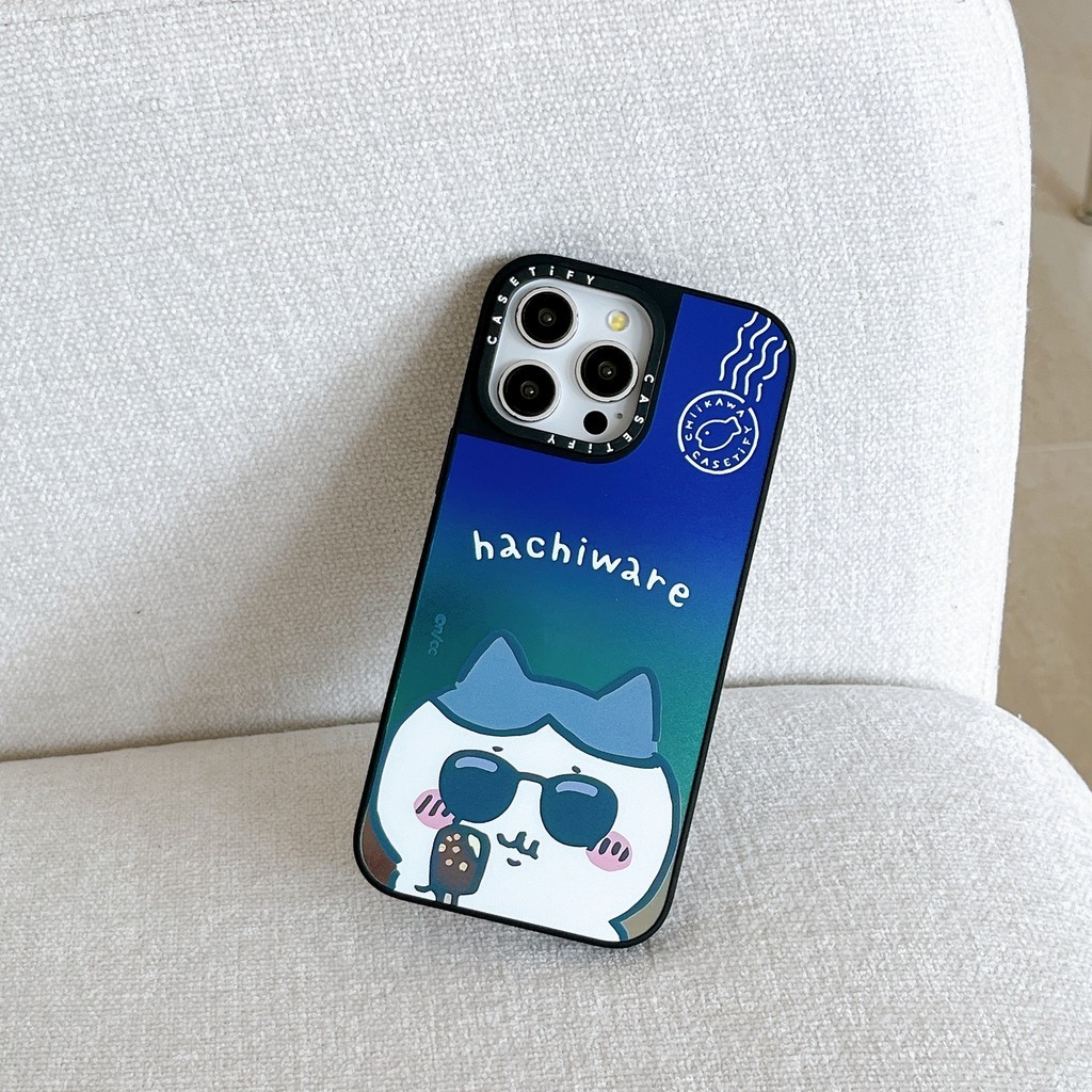 ไอศกรีม Chikawa Chiikawa casetifyกระจกเคสโทรศัพท์แม่เหล็กเหมาะสําหรับiPhone16ProMaxเข้ากันได้กับIP16