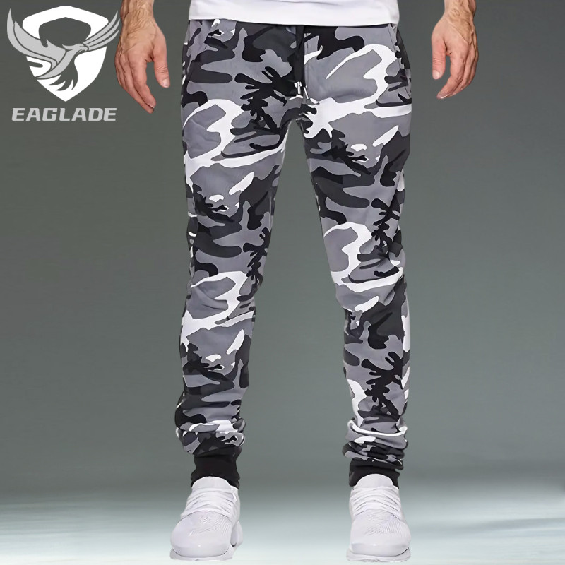 EAGLADE Jogging Sweat Cuffed Jogger Pants สําหรับผู้ชายกางเกงวอร์มแมนสีเทา E05