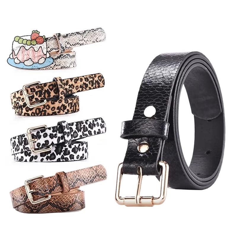 [เซ็ป] หนัง ปู่ เสือดาวงูพิมพ์เข็มขัดบางสําหรับผู้หญิงงูลายกว้างเสือดาวลวดลายตกแต่งหัวเข็มขัดทองเข็มขัดอเนกประสงค์ .