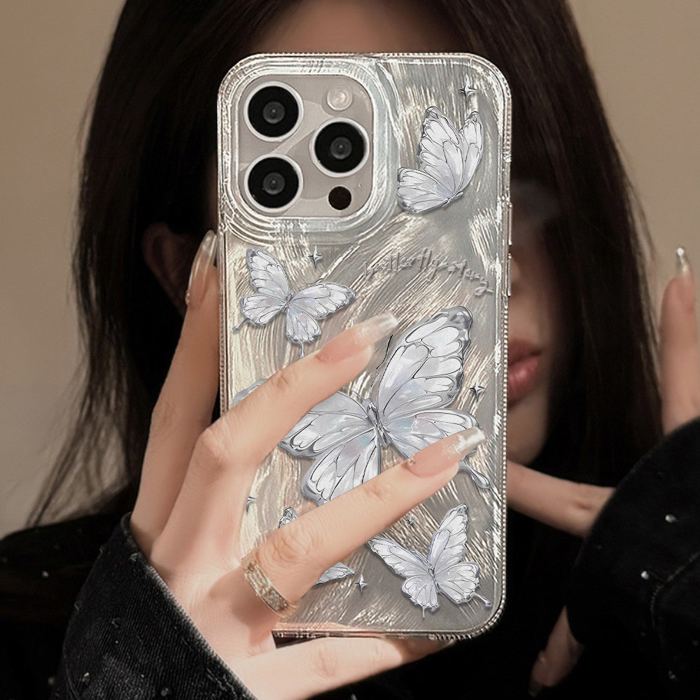 เคส ไอโฟน โฮโลแกรมหรูหราขนสีเงิน TPU for Samsung A55 5G A54 A52 A53 A35 A34 A33 A15 A14 A13 A12 S24 