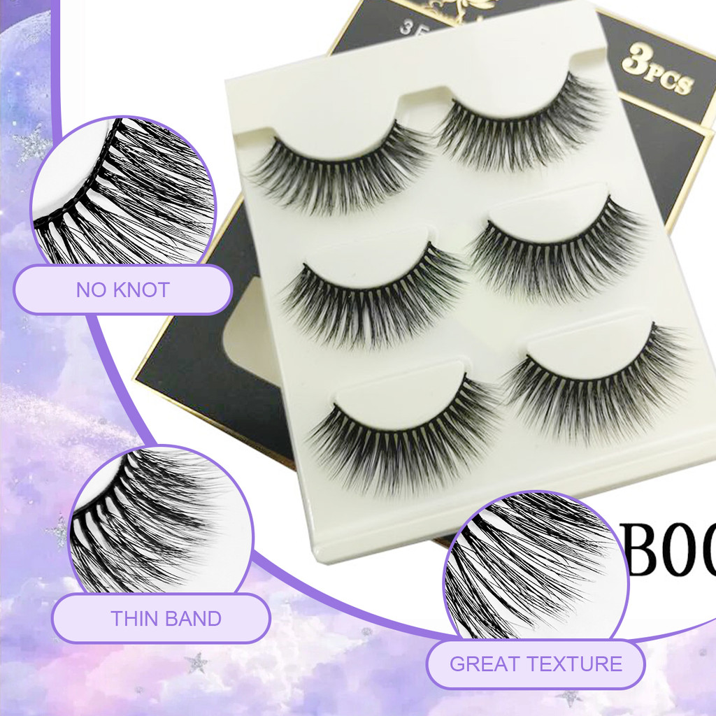 ขนตาปลอม แบบนุ่ม 10MM-13MM 3D 3 คู่ Eyelashes5D ขนตาปอม ขนตาอมธรรมชาติ ขนตา ขนนมิงค์ แบบนธรรมชาติ