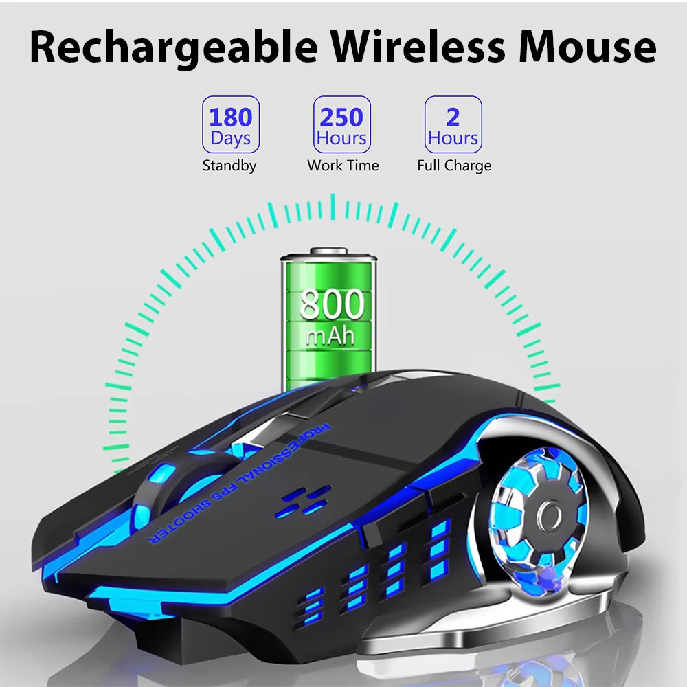 เมาส์เกมมิ้ง เมาส์บูทูธ เมาส์ไร้สาย Gaming Mouse 2.4G RGB MOUSE มีสาย/ไร้สาย สียงปุ่มเงียบmous มีไฟเปลี่ยนสี 4 สี