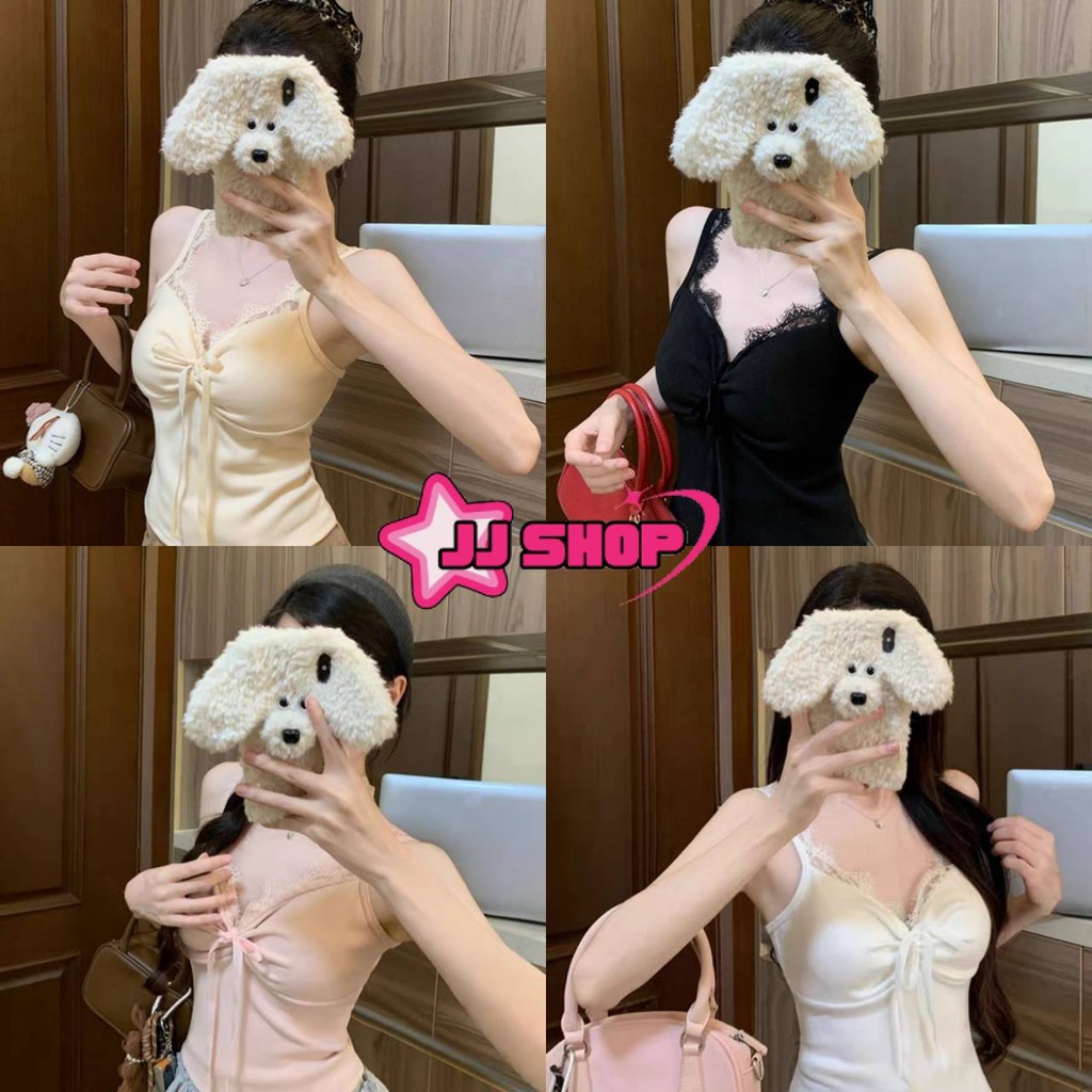JJ Shop​💜​พร้อมส่ง เสื้อสายเดี่ยว เสื้อสายเดี่ยว มีฟองน้ำ ยืดกำลังดี แต่งสายเพิ่มสีพาสเทล "FY1822"