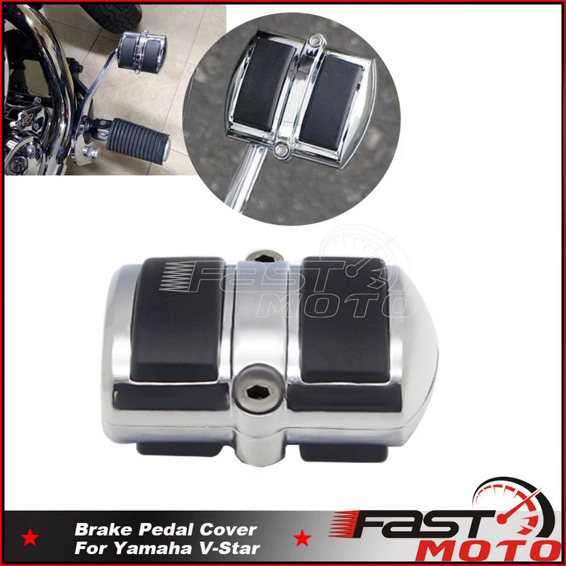 Mf 1pc Motorcycle Accessories Chrome W/ Black Shift Brake Pedal Cover For Yamaha V-Star 1100 950 650