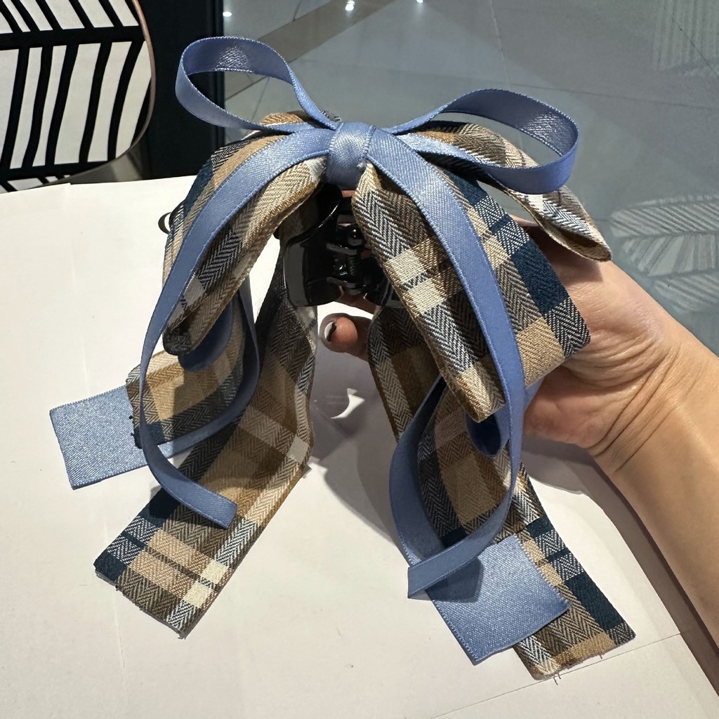 คลิปผมลายตารางสไตล์เกาหลีคุณภาพสูง สไตล์อังกฤษ พร้อมหัวใจประดับเพชร คลิปผมหางม้า ใหม่สำหรับผู้หญิง - รูปที่ 6