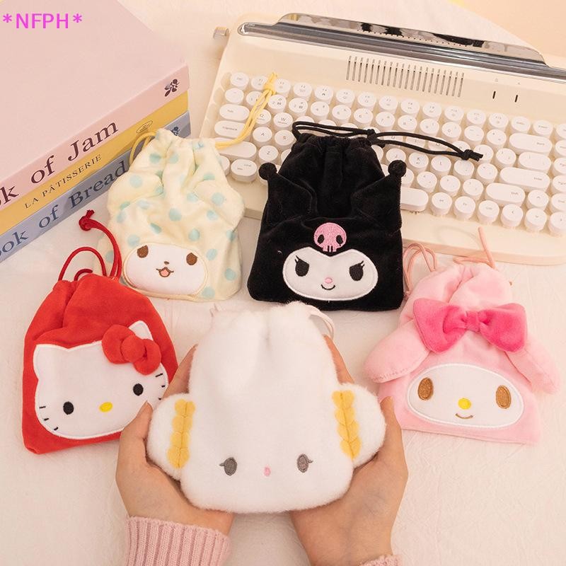 Nfph>sanrio Hello Kitty Kuromi การ์ตูนตุ๊กตา Drawstring กระเป๋าน่ารักเก็บกระเป๋า My Melody กระเป๋าเหรียญของขวัญวันหยุดสําหรับเด็กชายและเด็กหญิงใหม่