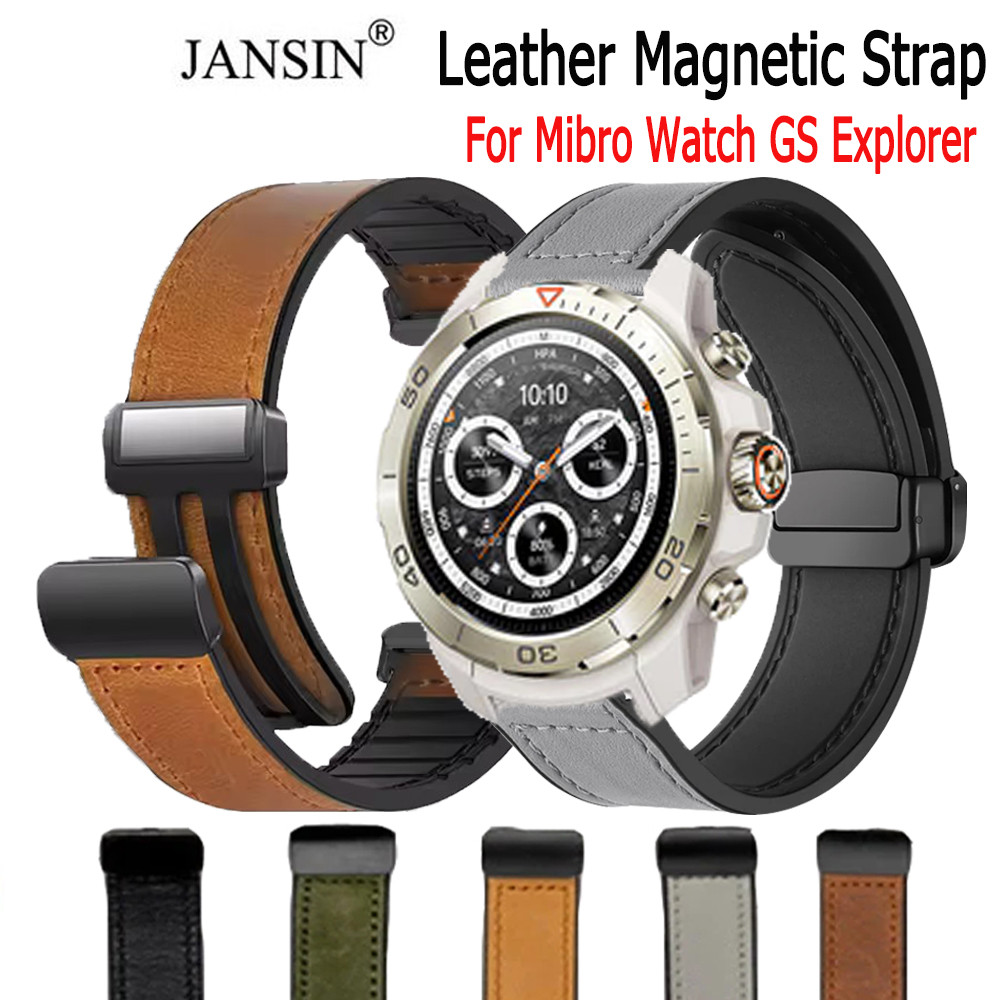 สายนาฬิกาข้อมือ สายหนัง ซิลิโคน แม่เหล็ก พับได้ กันเหงื่อ สําหรับ Mibro Watch GS Explorer
