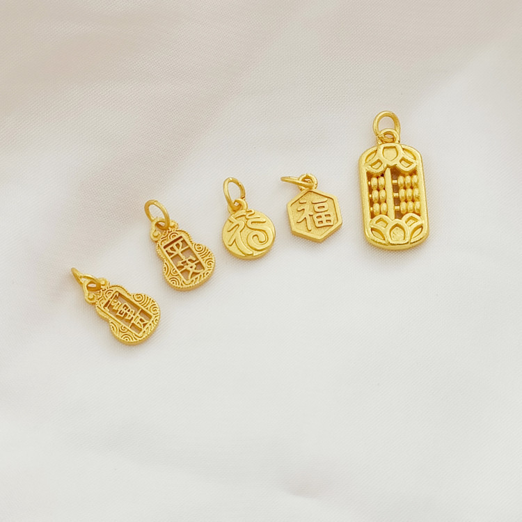 จี้ลูกคิดนําโชค รูปน้ําเต้า สีทอง 18K แฮนด์เมด สําหรับทําเครื่องประดับ DIY