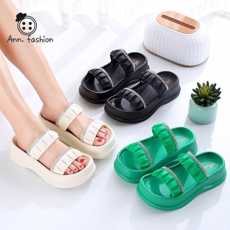 Ann.Fashion รองเท้าแตะเพื่อสุขภาพ นิ่มมาก วัสดุเบาใส่สบาย รองเท้าส้นตึก เสริมความสูง พื้นนิ่มใส่สบาย #sy114