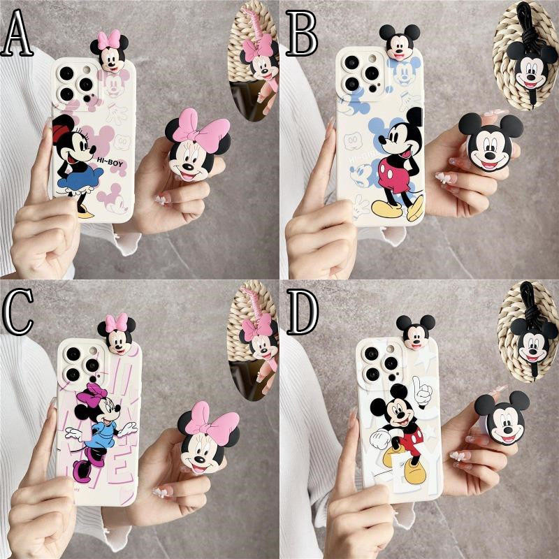 3D น่ารัก การ์ตูน เคส For Apple IPhone 15 14 Pro Max iPhone15 iPhone14 iPhone8 iPhone7 iPhone6 iPhone6S Plus เคสมือถือ 3D Pupil eye Carry a doll Disney Soft TPU Case Cute Cartoon Minnie Mickey Protective Cover