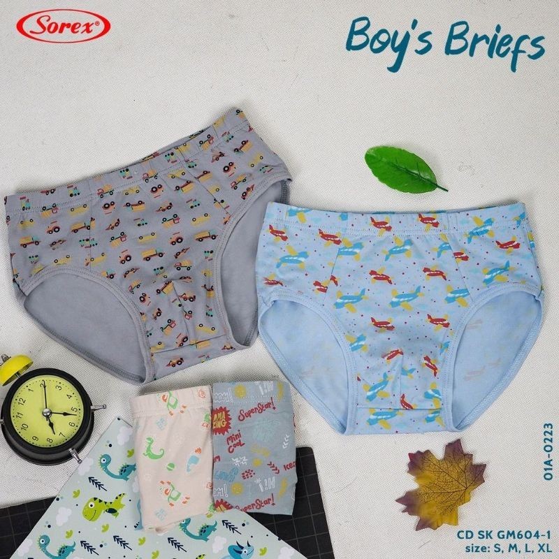 Sorex Kids 1 PACK (4 ชิ้น) Boy& 39;s Briefs CD Super Soft Boys กางเกงในสามเหลี่ยม | ซีดี SK GM 604