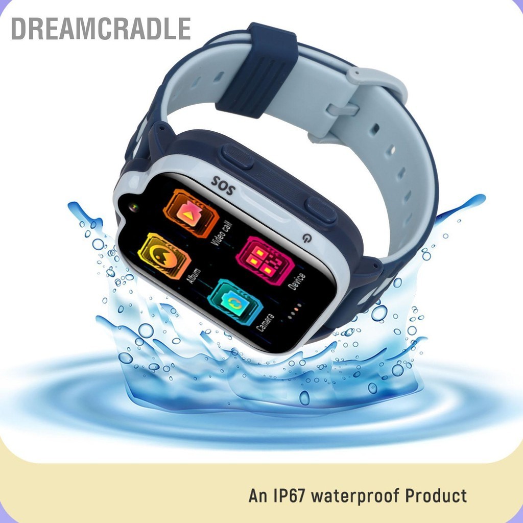 DreamCradle 4G Kids Smart Watch ตำแหน่ง GPS โทรวิดีโอ IP67 หน้าจอสัมผัสกันน้ำ Smartwatch อังกฤษ