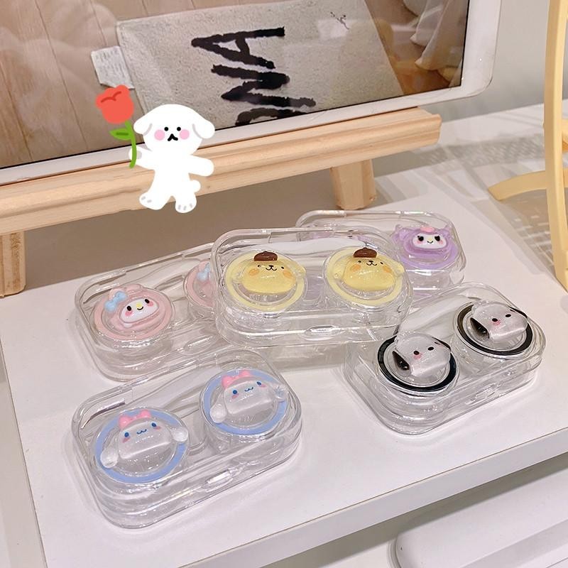 กล่องเลนส์สีแฟชั่น เรียบง่ายและน่ารัก, กล่องเลนส์แบบพกพา,  กล่องเก็บเลนส์ได้หลายคู่ Contact Lens Case Lens Organizer