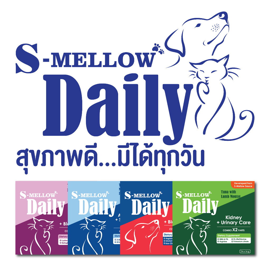 S-mellow Daily For Cat อาหารเสริมแบบขนม สุขภาพดีสำหรับแมว 24 ซอง/กล่อง