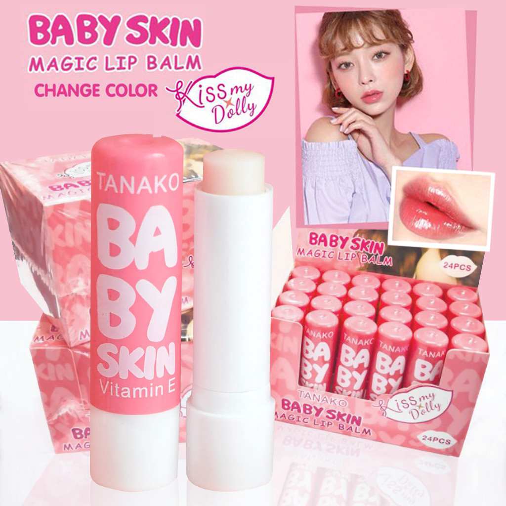 แท่งละ13บาท ลิปบาล์มเปลี่ยนสี Baby ลิปมันช่วยบำรุงริมฝีปากให้ชุ่มชื้น เปลียนสีอมชมพู แท่งสีชมพู กลิ่นหอมมาก
