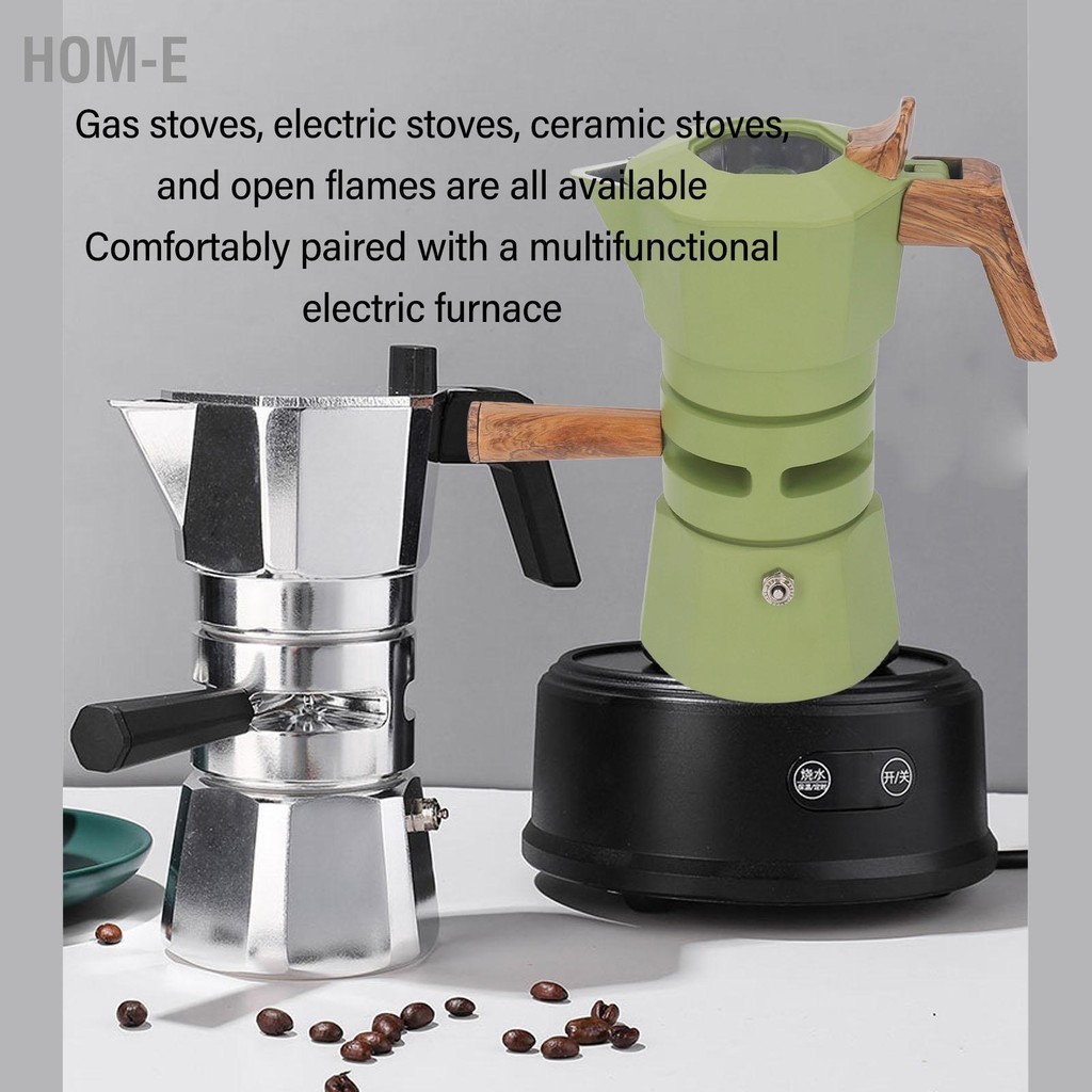 Hom-E 120ml 2 ถ้วยวาล์วคู่ Moka Pot อลูมิเนียม เครื่องชงกาแฟสำหรับ Home Cafe