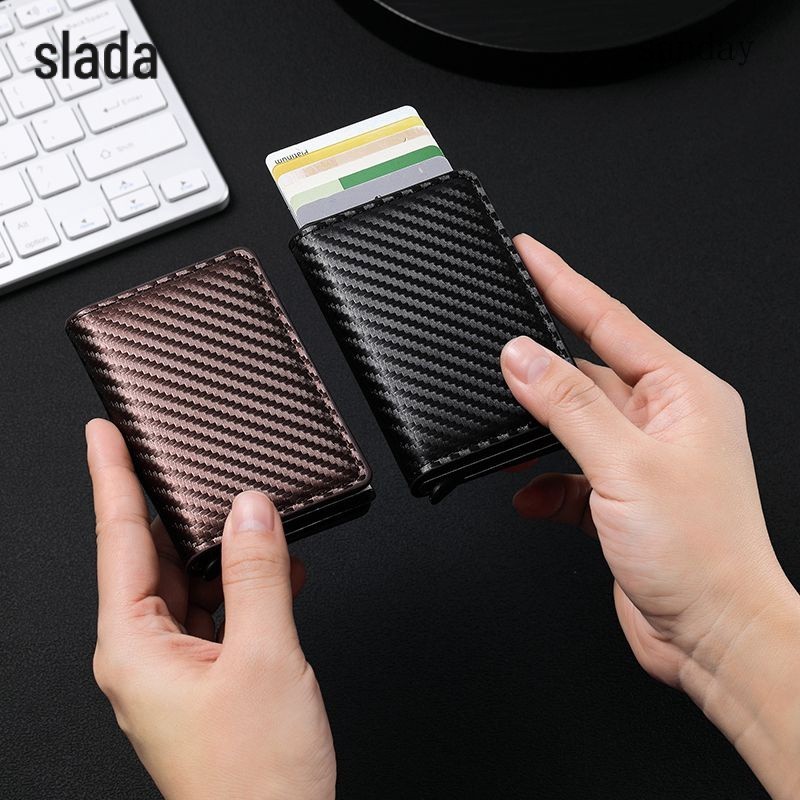 Rfid Mens Anti-theft Card Holder Automatic Pop-up Type Large Capacity Multi-Card Slot กล่องบัตรเครดิตอลูมิเนียมอัลลอยด์