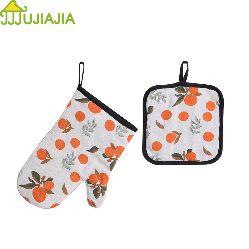 Jujiajia ถุงมือผ้าฝ้ายลินินพิเศษ ทนความร้อน สําหรับเตาอบไมโครเวฟ