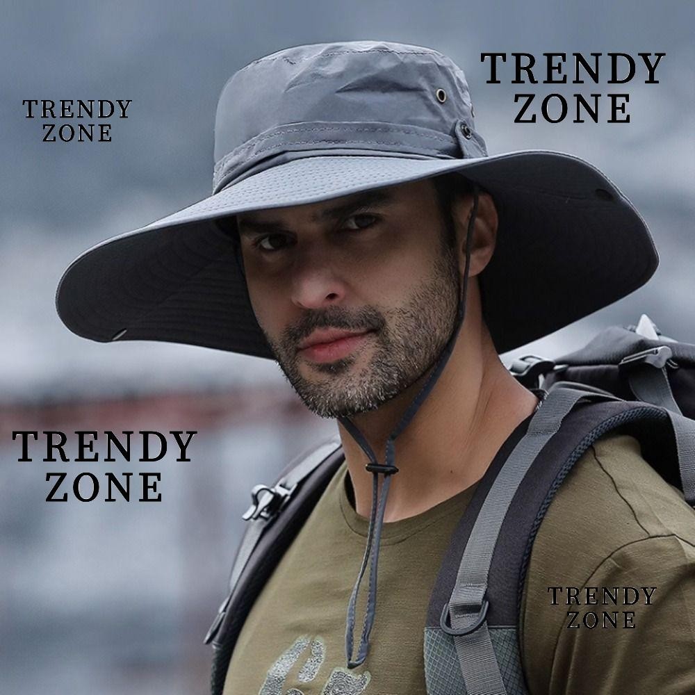 Trendyzone หมวกปีนเขา หมวกปีกกว้าง ป้องกันแสงแดด ป้องกันรังสียูวี ปีกกว้าง กันแดด คางล่อน ฤดูร้อน