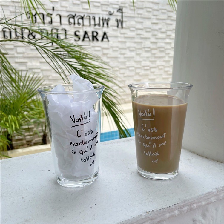 COD-แก้วน้ำพิมพ์ลายตัวอักษร/350มล./2สี/วัสดุแก้ว
