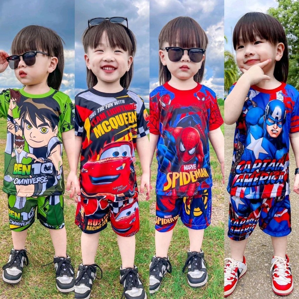 ชุดชุดเด็กชาย ผ้าไมโครโคตรเท่ไม่เหมือนใคร แขนสั้นขาสั้น (รุ่น TT)