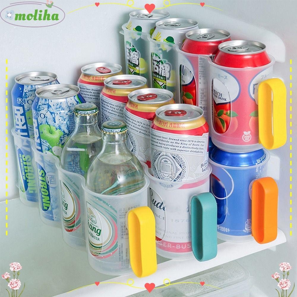 Moliha ชั้นวางขวดเบียร์ เครื่องดื่ม แบบ 4 หลุม ประหยัดพื้นที่ สําหรับห้องครัว ตู้เย็น