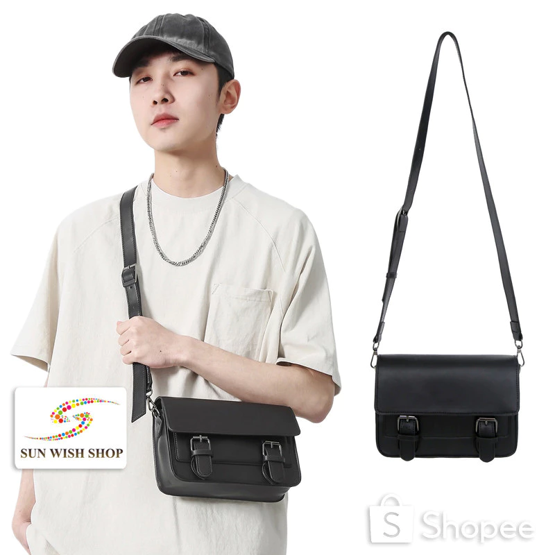 Sunwish SWS-Ja25 ใหม่ กระเป๋าสะพายไหล่ ทรงสี่เหลี่ยม ใบเล็ก พร้อมสายสะพาย 2 ขนาด 2024 แฟชั่นเกาหลี สําหรับผู้ชาย และผู้หญิง