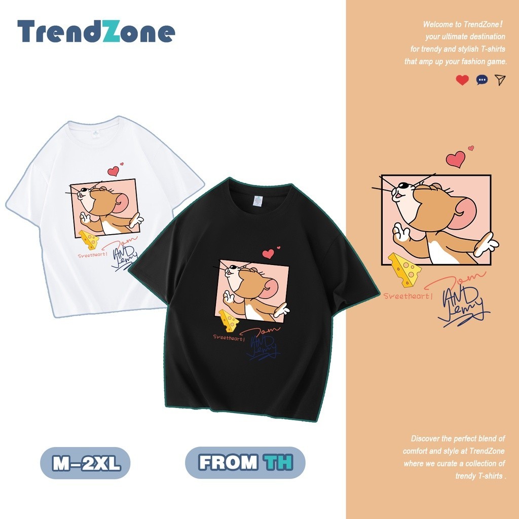 TrendZone 🔥มาใหม่ ลายเยอะ🔥 เสื้อยืด oversize  สไตล์เกาหลีน่ารัก Tom and Jerry